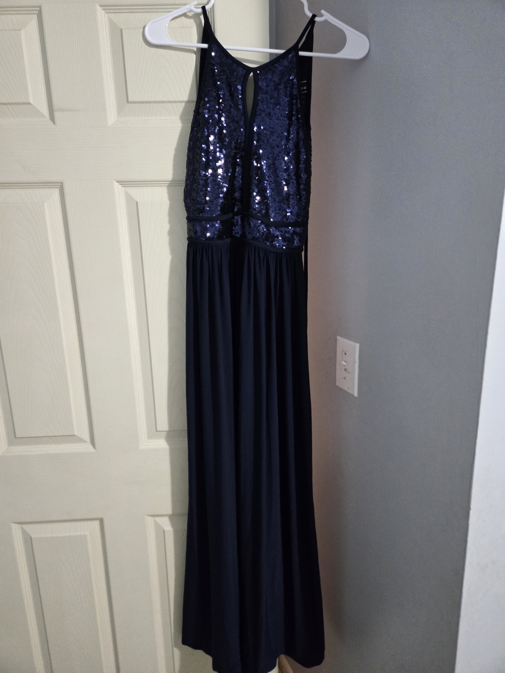 Morgan & Co. Navy Sequin Bodice Maxi Dress